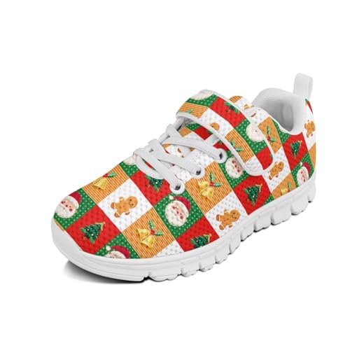 Christmas Square Pattern Kids Shoes Running Shoes Girls Boys Primary School Students Sports Shoes Spring and Autumn Casual Shoes