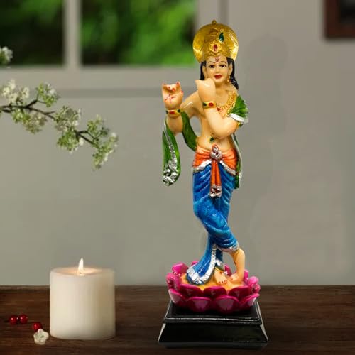 Image of Xtore Home Decor Resin Standing Krishna Statue (Multicolor, Pack of 1)