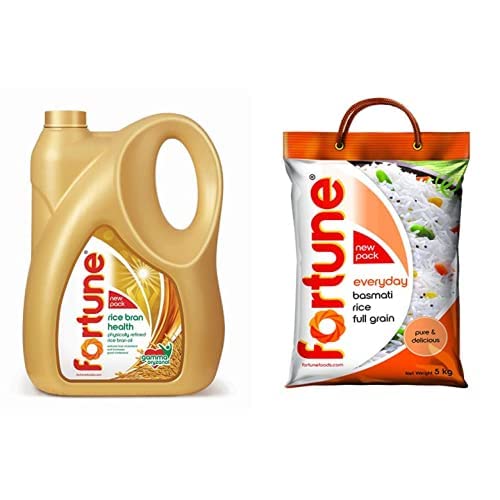 Fortune Rice Bran Health Oil, 5L Jar & Fortune Everyday BASMATI RICE FG ...