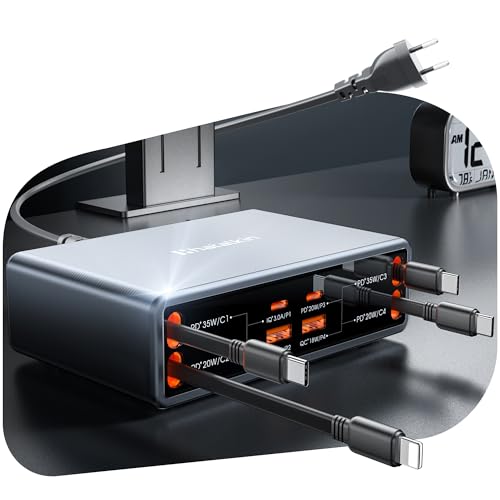 HATALKIN Station de Charge USB C 105w Retractable Multi Chargeur 8 Ports GAN Chargeurs et...
