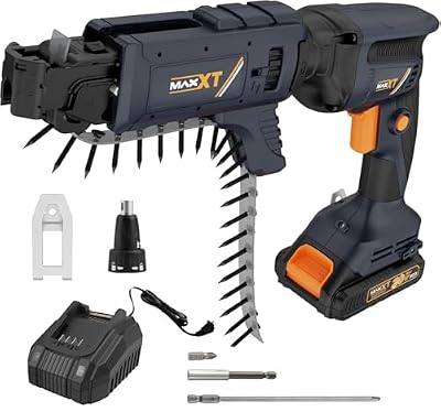 20V Drywall Screw Gun Brushless, MAXXT Cordless Lithium-Ion Brushless Self Feeding Drywall Screwdriver Autofeed 5000RPM with Collated Drywall Attachment(Included 2.0Ah Battery and Charger)