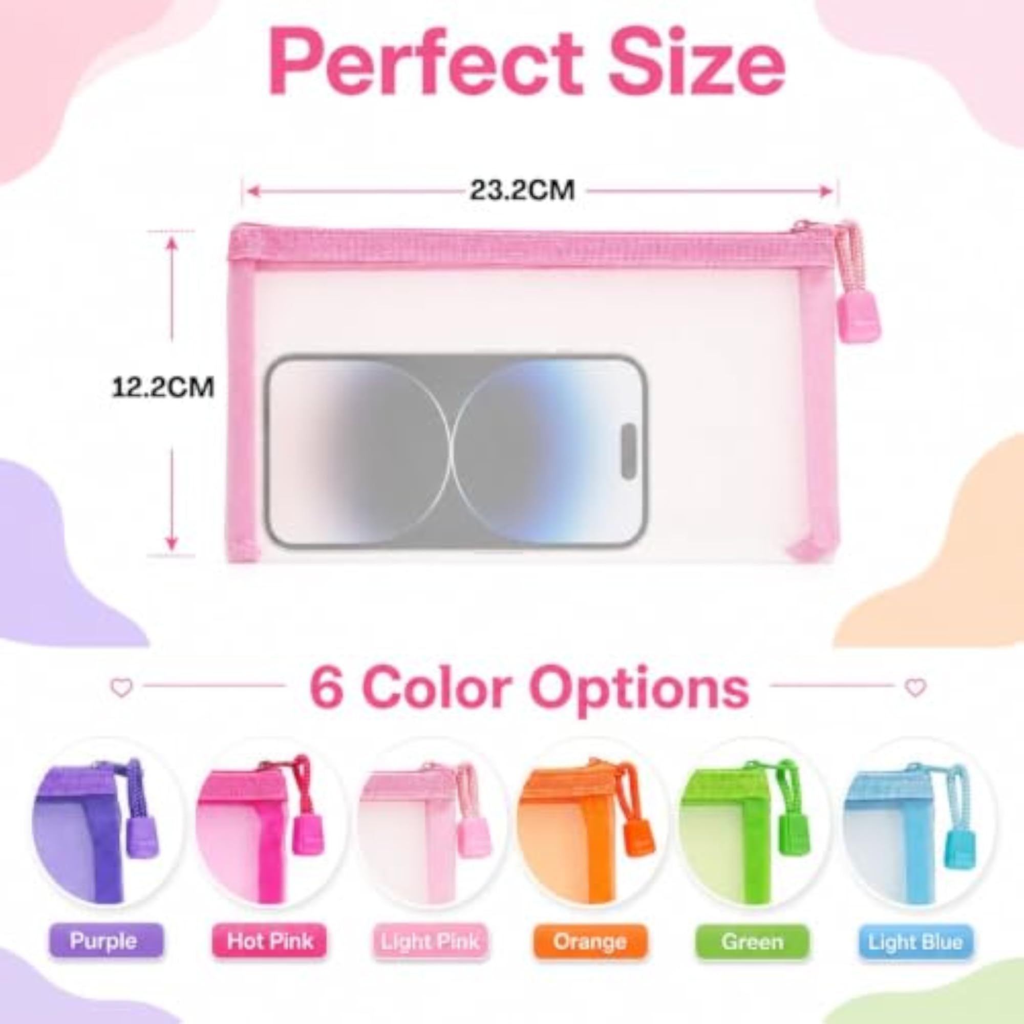 6 Pcs Mesh Cosmetic Pouch Set for Women