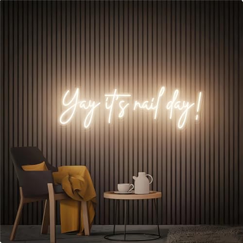 Image of Yay It's Nail Day Neon Sign for Wall Decor 16.5x6.3In | Dimmable Neon Sign for Home Shop Spa Beauty Nails Cosmetic Salon Wall Decor,Nail Room Decor Acessory,USB Powered