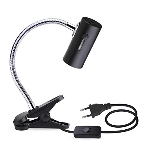 Preisvergleich Produktbild WUHOSTAM E27 Schwanenhals Keramik Lampenfassung Halter für Reptil Heizung Glühbirne Wärmestrahler Lampe, Schwarz