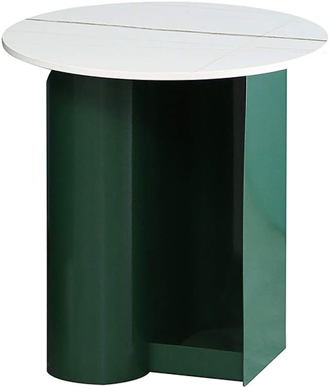 Side Table/End Table,Sturdy End Table Round Coffee Table with Metal Frame and Sintered Stone Table Top for Living Room Studio