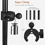 Tablet Holder for Mic Stand, Tablet Phone Holder Micophone Music Stand Mount Adjustable with Super Clamp Compatible with iPad Pro 12.9 Air Mini, Android, 4 to 13.5inch iPhones and Tablets