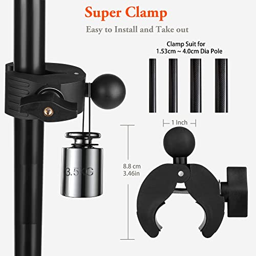 Peastrex Ipad Holder for Mic Stand, Tablet Phone Holder Micophone Music Stand Mount Adjustable Rotatabe with Super Handle Clamp for iPad Pro 12.9 Air Mini, Android, 4 to 15inch iPhones and Tablets