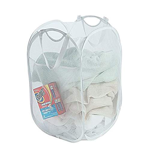 Smart Design Pop-Up Laundry Hamper W/ Easy Carry Handles & Side Pocket - Durable Fabric Collapsible Design - For Clothes & Laundry - Home Organization (Holds 2 Loads) (14 X 23 Inch) [White] #TOP16