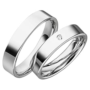 JC Trauringe 2 x trouwringen 925 zilver prijs per paar incl. diamant en gravure huwelijksringen verlovingsringen briljant trouwringen partnerringen platina goud witgoud S014, Zilver, Zirkonia