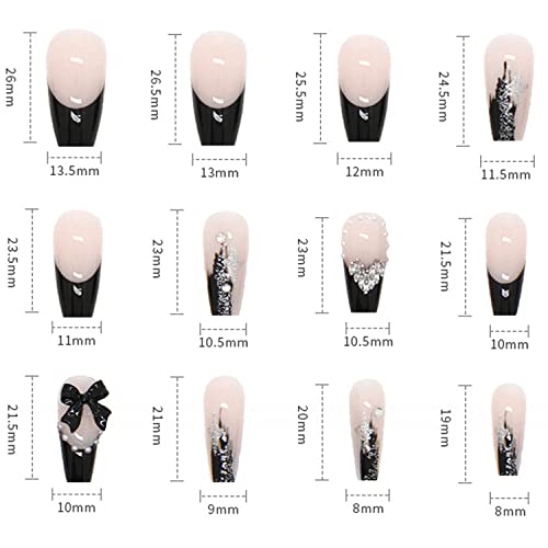 24Pcs Reusable Full Cover False Nails Kits, Medium Length Press On Nails, Love Heart Butterfly Bow-Knot Acrylic Nails Design, Artificial Fake Nails For Women Girls, Glue On Nails Fake Nails #TOP3