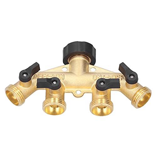 Haofy Répartiteur de Tuyau G3/4 à 4 Voies, Matériau en Laiton, Convertit Un Robinet Unique en Quatre Sorties, Idéal pour Arroser Les Jardins et Les Pelouses