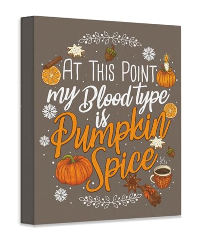 Pumpkin Spice Stretched Canvas Wall Art 18x24 Fall Kitchen Decor