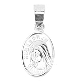 Phefop Colgante con Dije de la Virgen María, Collar Religioso de Plata de Ley 925 para Mujeres y Hombres con Acabado Antiguo, 2,1 X 0,9 Cm, Colgante