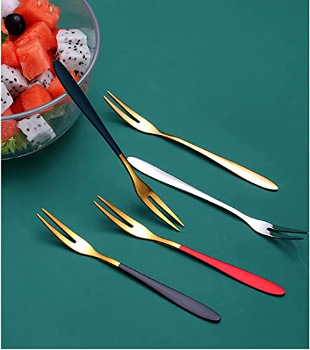 Image of Mini Cocktail Forks Appetizer Forks 18 /10 Stainless Steel Fruit Forks Dessert Forks Tasting Forks Appetizer Small Forks Set Appetizer Cake Fruit Forks Set (Red,Set of 10)