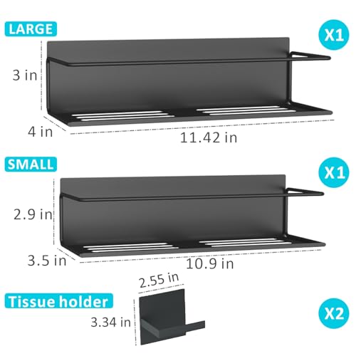 Image of Magnetic Spice Rack For Refrigerator, Space Saving Magnetic Shelf For Fridge Black 2 Pack With Magnetic Paper Towel Holder