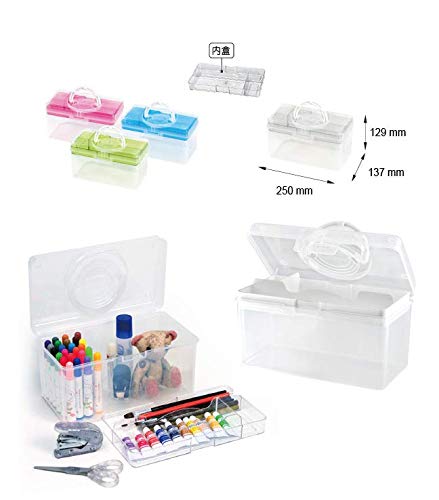 Image of livinbox 9 inch Portable Plastic Toolbox with Handle & Removable Tray, First Aid Carrying Case and Storage Organizer for Art, Craft & Sewing Supplies, Transparent Beige, TB-300-BU