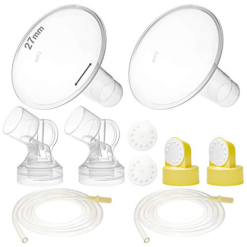 Nenesupply Pump Parts 27mm Compatible with Medela Pump in Style Breastpump Replacement to Medela Pump Parts Replace Medela Flange and Medela Personalfit Connector Breastshield Valve Membrane Tubing