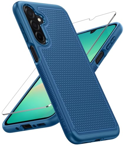 Image of FNTCASE for Samsung Galaxy A26-5G Case: Dual Layer Protective Heavy Duty Cell Phone Cover Shockproof Rugged with Non Slip Textured Back - Military Protection Bumper Tough - 2025, 6.7 inch (Blue)