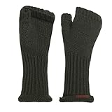 KNIT FACTORY - Cleo Handstulpen - Fingerlose Handschuhe - Gestrickte Handschuhe für Winter - Damen Handstulpen aus Wolle - Hochwertige Qualität - Khaki