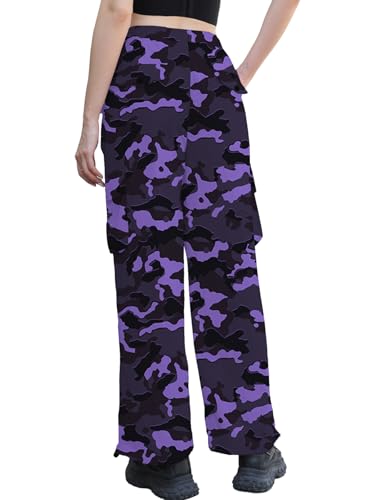 Image of Cromoncent Cargo Pants Girls & Women Parachute Pants Y2K Baggy Rave Clothes Waterproof with Pockets, 6 Years - 3XL