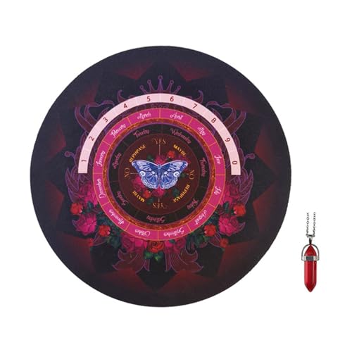 Ziizwfaクリスタル付き占いマット ダウジング振り子ネックレス 振り子ボード ダウジング占い 形而上学的メッセージボード