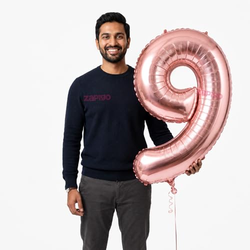 Image of Balloonistics Rose Gold 40-Inch Foil Number 9 Balloon - Helium or Air Fill for 9th Birthday, Anniversary, Party Decoration, Photo Booth Backdrop, Cake Table Decor