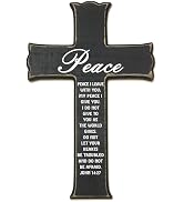 Rdtcgvss 6.5'' X 10" Cross Wall Decor - Peace - Vintage Style, With Hooks On The Back. Suitable F...