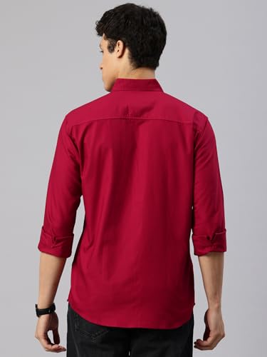 Image of Majestic Man Men's Solid Pure Cotton Casual Shirt - Slim Fit | Full Sleeves | Soft & Breathable Fabric
