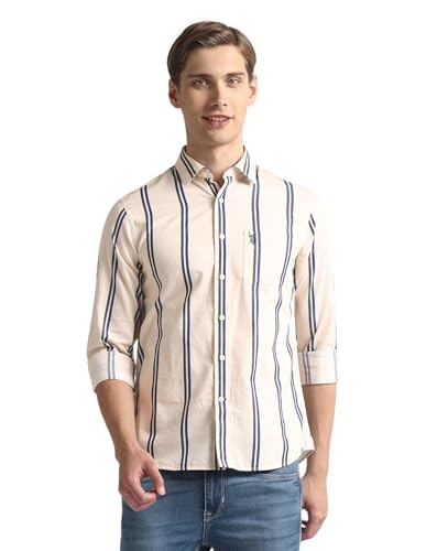 Image of U.S. Polo ASSN. Striped Regular Fit Cotton Shirts for Men - Full Sleeve Mens Casual Shirts