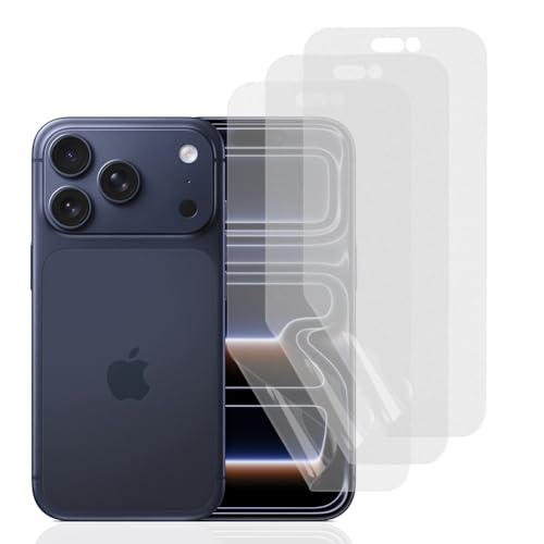 Hhfcryst 3 sztuki hydrożelowa matowa folia ochronna na wyświetlacz do iPhone 17 Pro, odporna na zarysowania, antyrefleksyjna folia ochronna TPU, odporna na odciski palców, bardzo wrażliwa folia