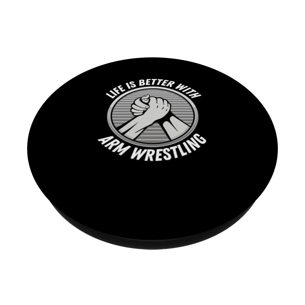 Life Is Better With Arm Wrestling Arm Wrestling Legend PopSockets Swappable PopGrip, Black - Image 2