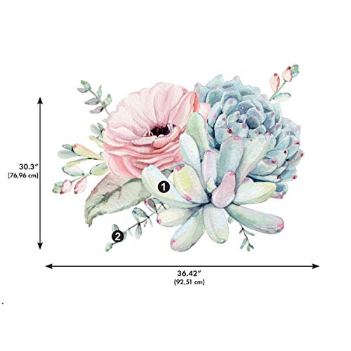 Sticker géant fleurs aquarelles multicolores déco murale vinyle repositionnable - 7