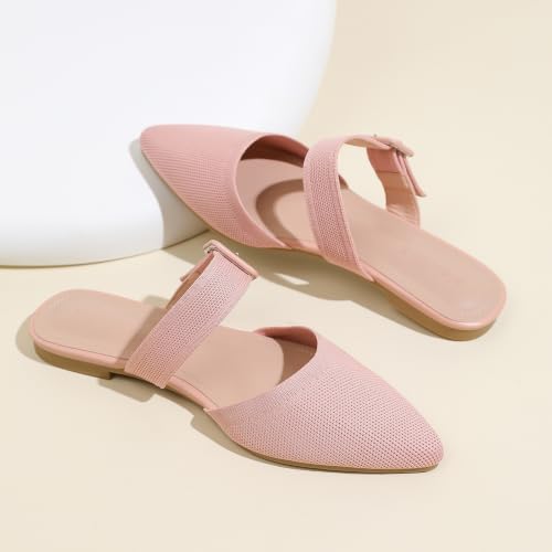 Image of Pointed Toe Mules for Women Flats，Slip On Mules Backless，Wide Width Mules，Mule Slides Flats Sandals