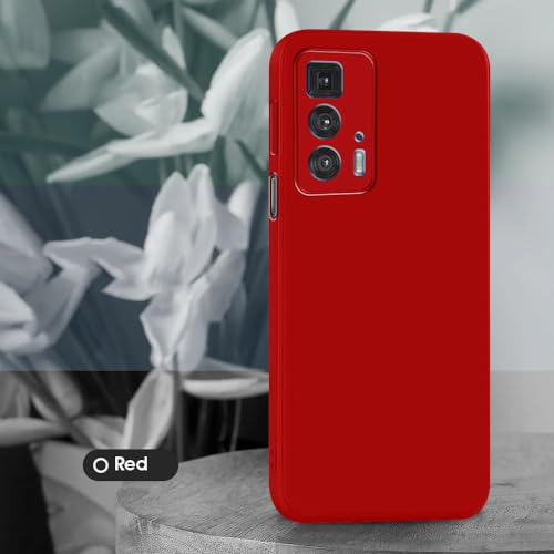 Image of Back Cover for Motorola Edge 20 Pro 5G | Full Camera Protection | Premium Liquid Silicon Case | Flexible Bumper Case for Motorola Edge 20 Pro 5G (Red)