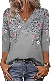 Zeagoo Fall Tops for Women Casual Long Sleeve Shirts Boho Tshirts V Neck Tee Going Out Clothes