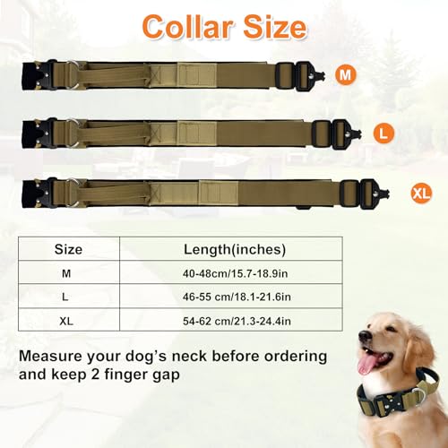 Boloshine Tactical Dog Collar with Handle, Military Training Dog Collar - Image 3