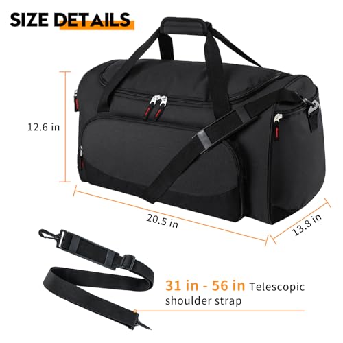 Uarition Gym Bag for Men - 55L Black Durable Large Duffle Bag for Travel, Workout, Fitness & Sport by uarition - Image 4