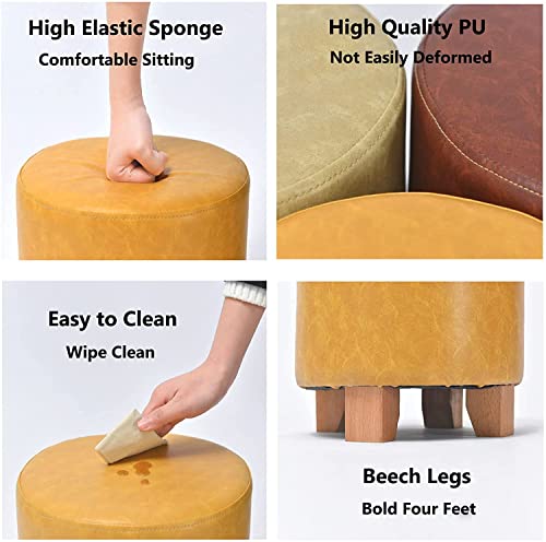 elegante otomano Banqueta Otomana Assento Acolchoado Pu com 3 Pernas de Madeira Estável Empilhável P