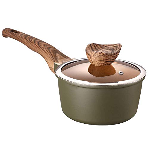 Milk Pan Within The Enamel Sauce Pan Healthy Enamel Coating Iron Pot of Milk and Butter Warm Pot Pot Convenient Wooden Handle for Home Kitchen Or Restaurant Use for Home