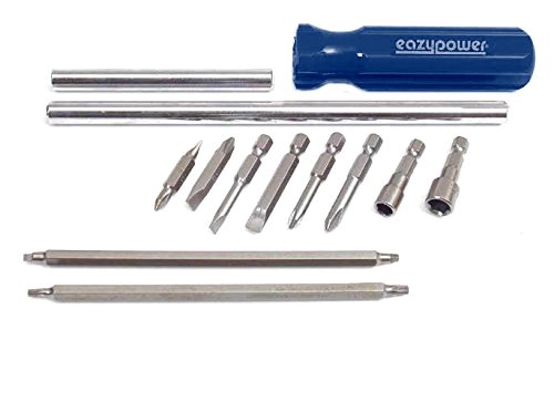 Image of Eazypower 87252 13-piece Blue 2-in-1 and 4-in-1 Screwdriver with Extended 4-in-1 Tube