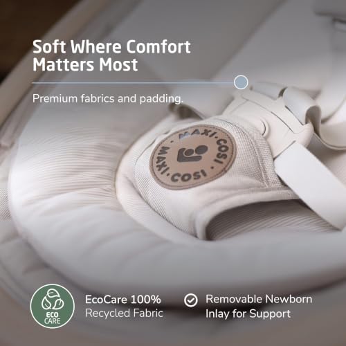 Maxi-Cosi Cassia Electric Baby Swing with Music - Classic Oat | 360-Degree Seat Rotation, 5 Swing Speeds & 12 Melodies; Motion Sensor Activation & 2 Recline Positions - image 5