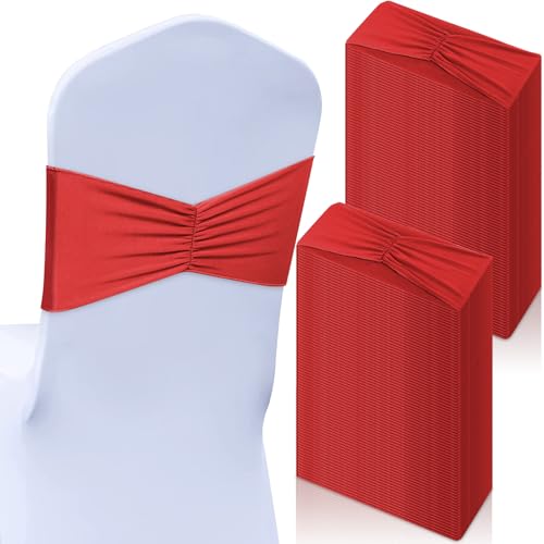 Moukeren 50 Pcs Spandex Chair Sashes Bows Stretch Chair Bands Sli...