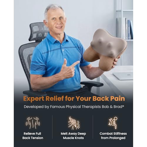 Image of BOB AND BRAD Back Massager with Heat FSA Eligible, EZBack Corded Back Massager for Pain Relief Deep Tissue, Shiatsu Back Shoulder and Neck Massage Pillow, Soothing Full-Body Relief for Women Men