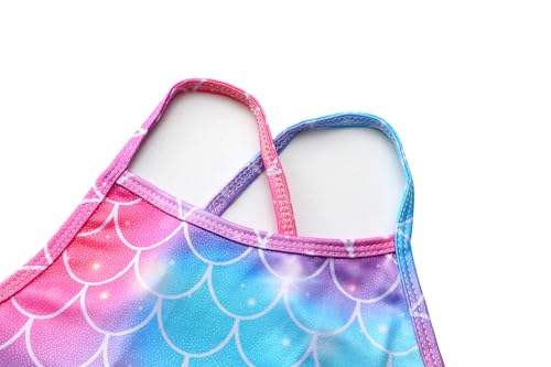 Image of iLover Girls Sparkle One Piece Swimsuits Crossback Swimwear Beach Bathing Suit with Adjustable Strap 4-10 Years