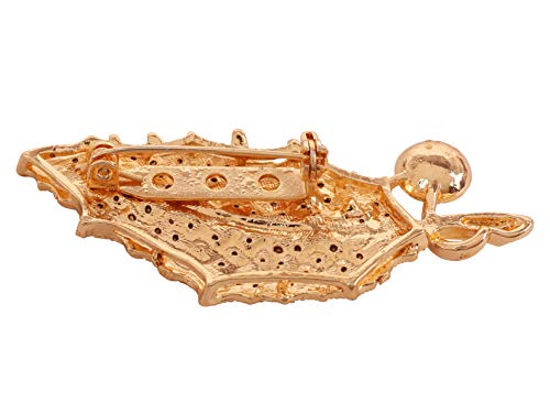 Image of Touchstone Indian Bollywood Handcrafted Designer Jewelry Brooch Lapel Pin in Gold Or Silver Tone for Women.