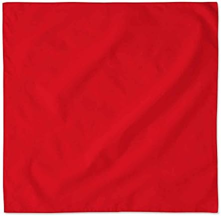 Red Solid Color Military Bandana (22" x 22"), Solid Head Scarf Do-rag 100% Cotton Bandanna Cover