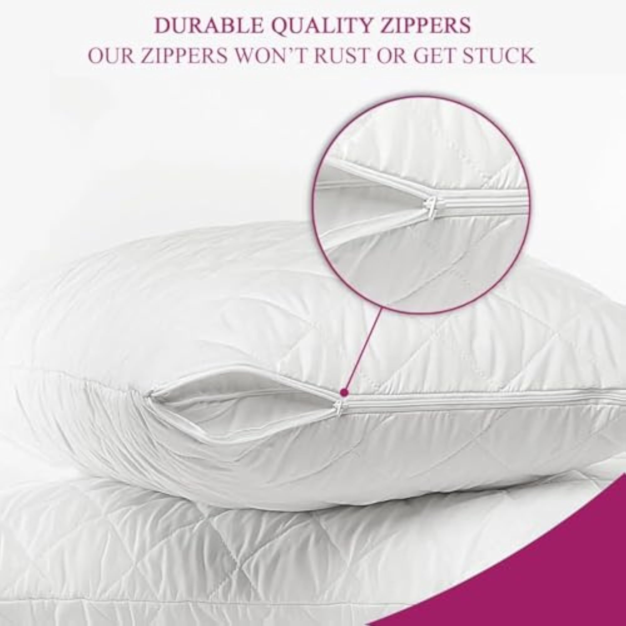 Water Resistant Quilted Pillow Protector, Soft Cotton Cover