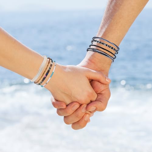 EUIOOVM 24 Stück Surfer Armband Stoffarmband Damen Stoff Handmade Armbänder Boho Armband Fußkettchen Verstellbare Freundschaftsarmband für Damen Herren