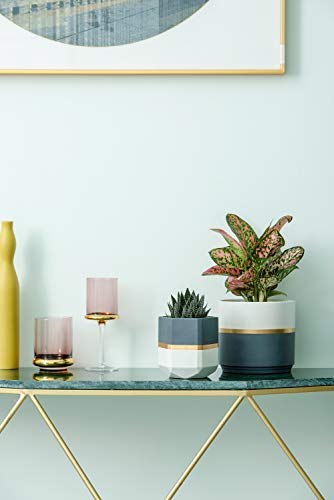 Mkono Ceramic Flower Pots For Indoor Plants 6 Inch And 4.8 Inch Modern Decorative Planters, Set Of 2 Geometric Gardening Pots With Drainage For All House Plants (Plants Not Included) #TOP2