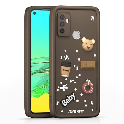 Image of Bintage Ball Bear| Donut| Milk Cake| Baby| Coffee Rubber Case Full Body & Camera Protection Back Cover Compatible for Oppo A53 (4G) 2020 - Brown